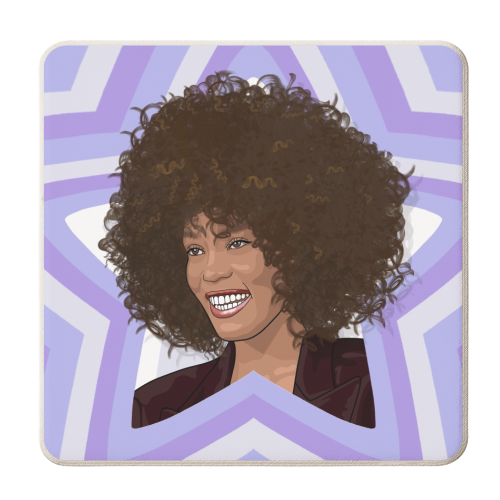 Musical stars Whitney Houston print - personalised beer coaster by The Girl Next Draw