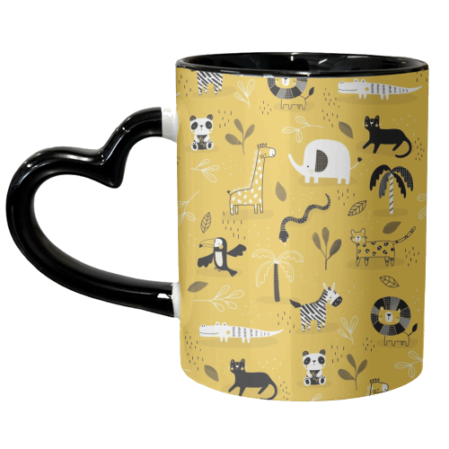 Mustard safari - unique mug by Jess Moorhouse