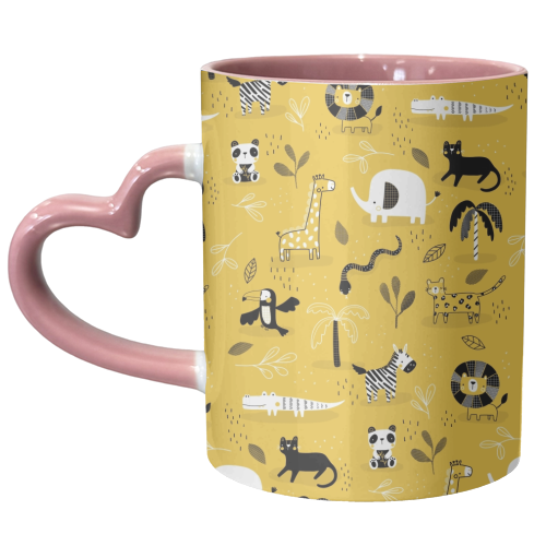 Mustard safari - unique mug by Jess Moorhouse