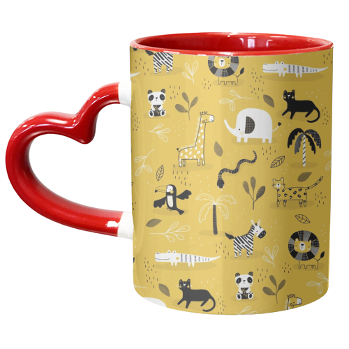 Mustard safari - unique mug by Jess Moorhouse