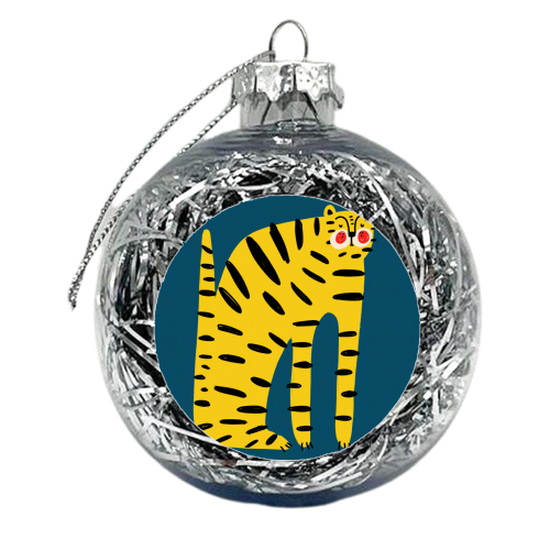 Mustard Tiger Stripes - xmas bauble by Nichola Cowdery