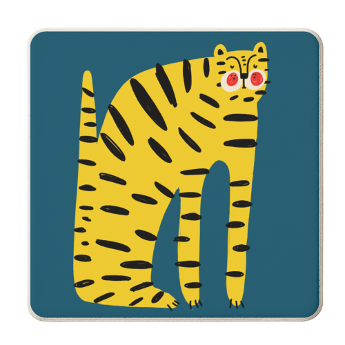 Mustard Tiger Stripes - personalised beer coaster by Nichola Cowdery