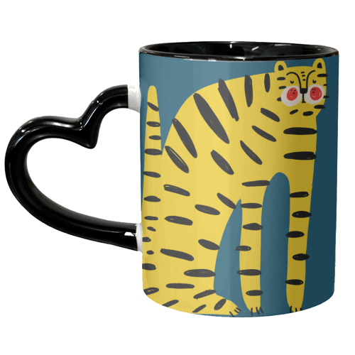 Mustard Tiger Stripes - unique mug by Nichola Cowdery