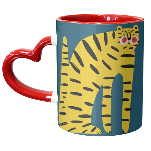 Mustard Tiger Stripes - unique mug by Nichola Cowdery