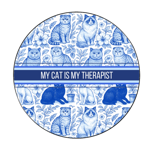 My Cat Is My Therapist toile - Circle Sticker by Lilly Rose