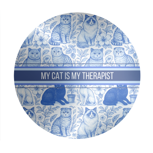 My Cat Is My Therapist toile - Circle Sticker by Lilly Rose
