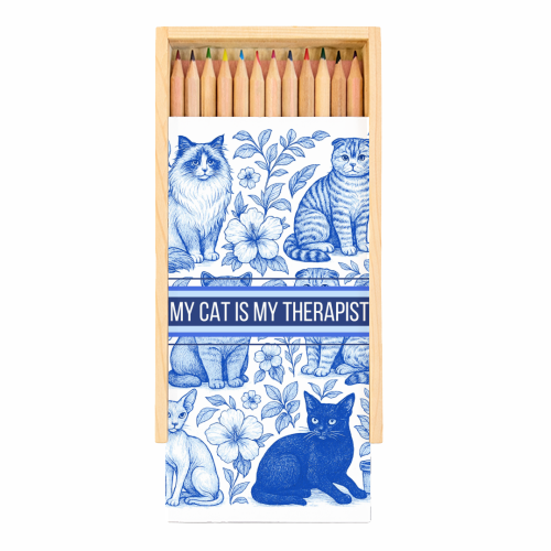 My Cat Is My Therapist toile - Coloured Pencils with Box by Lilly Rose