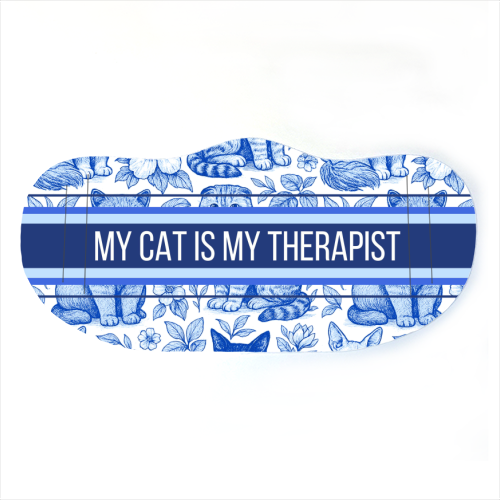 My Cat Is My Therapist toile - face cover mask by Lilly Rose