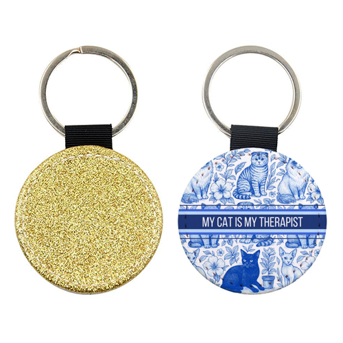My Cat Is My Therapist toile - keyring by Lilly Rose