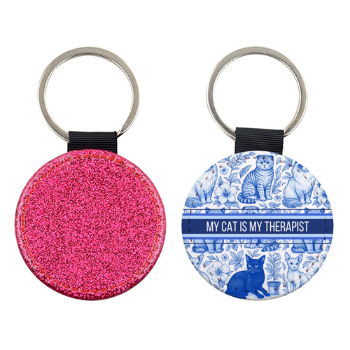 My Cat Is My Therapist toile - keyring by Lilly Rose
