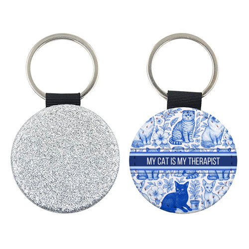 My Cat Is My Therapist toile - keyring by Lilly Rose