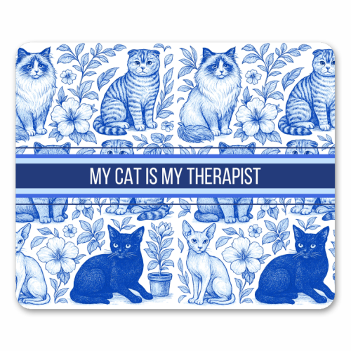My Cat Is My Therapist toile - mouse mat by Lilly Rose