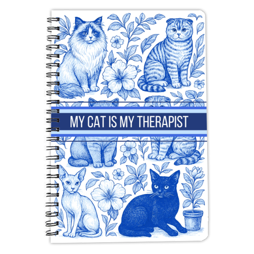 My Cat Is My Therapist toile - personalised A4, A5, A6 notebook by Lilly Rose