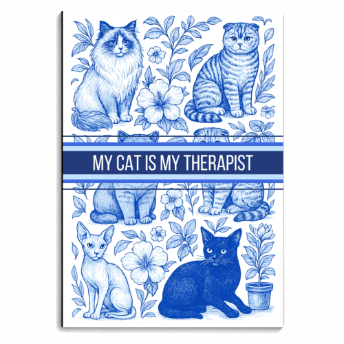 My Cat Is My Therapist toile - personalised A4, A5, A6 notebook by Lilly Rose
