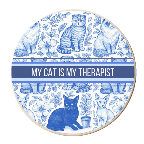 My Cat Is My Therapist toile - personalised beer coaster by Lilly Rose