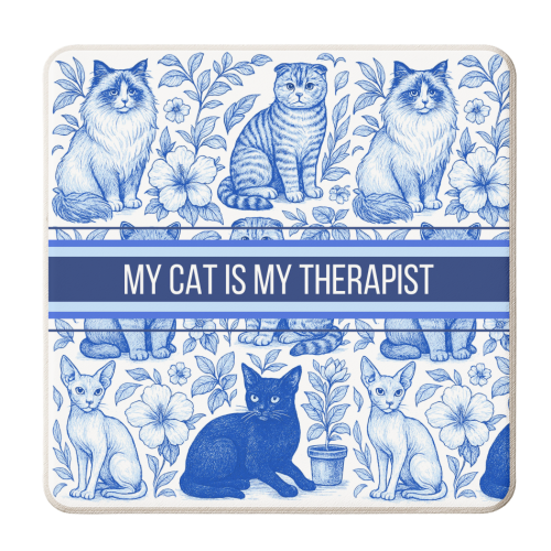 My Cat Is My Therapist toile - personalised beer coaster by Lilly Rose