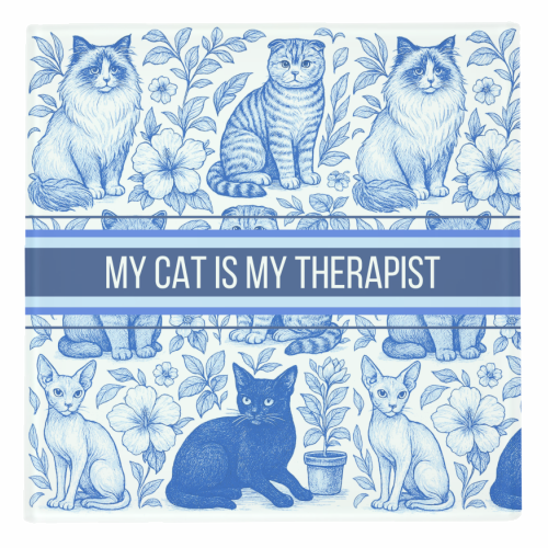 My Cat Is My Therapist toile - personalised beer coaster by Lilly Rose