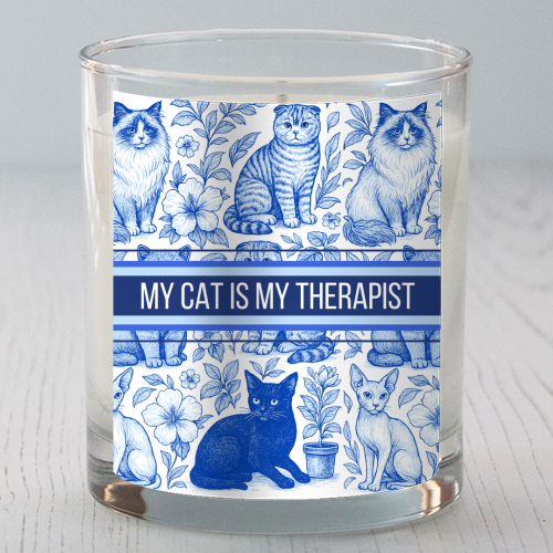 My Cat Is My Therapist toile - scented candle by Lilly Rose