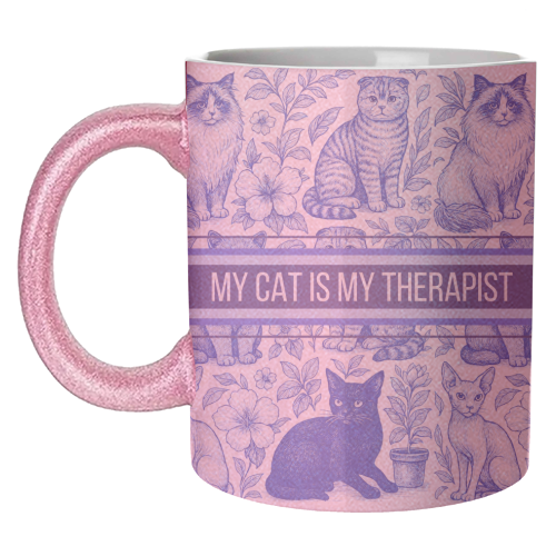 My Cat Is My Therapist toile - unique mug by Lilly Rose