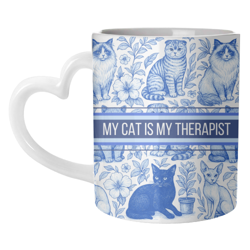 My Cat Is My Therapist toile - unique mug by Lilly Rose
