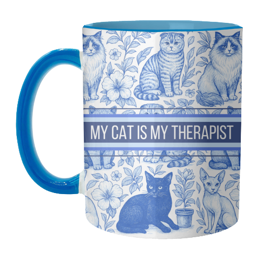 My Cat Is My Therapist toile - unique mug by Lilly Rose