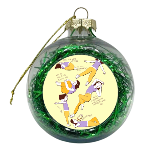 My Favorite Yoga Poses - xmas bauble by minniemorris art