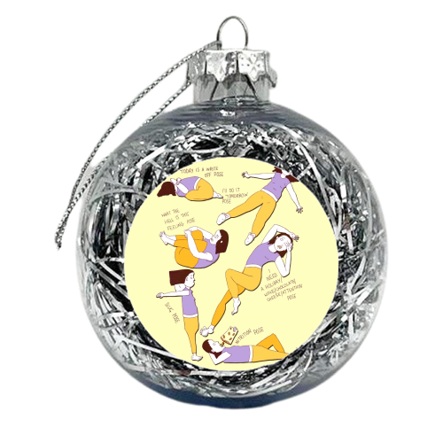 My Favorite Yoga Poses - xmas bauble by minniemorris art