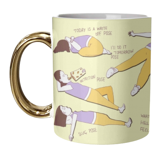 My Favorite Yoga Poses - unique mug by minniemorris art
