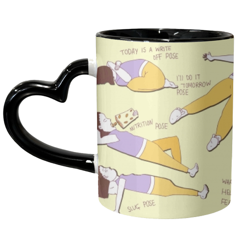 My Favorite Yoga Poses - unique mug by minniemorris art