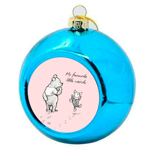 My Favourite Little Weirdo - colourful christmas bauble by Ms Doodle