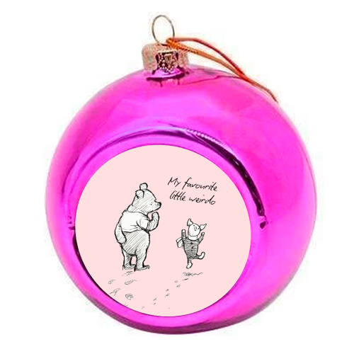 My Favourite Little Weirdo - colourful christmas bauble by Ms Doodle