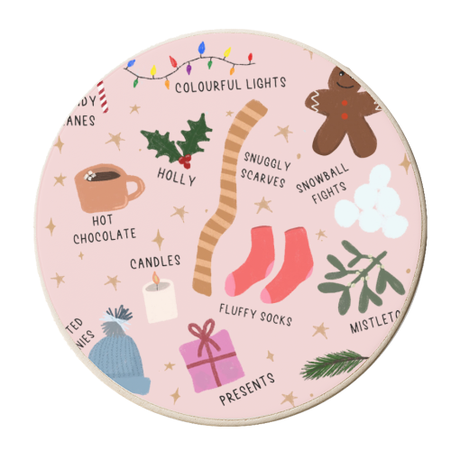 My Favourite Things About Christmas - personalised beer coaster by Pink and Pip