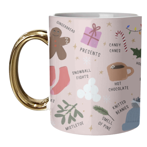 My Favourite Things About Christmas - unique mug by Pink and Pip