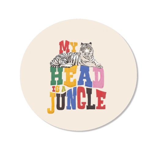 My Head Is A Jungle - Colorful Typography - Magnet by Ania Wieclaw