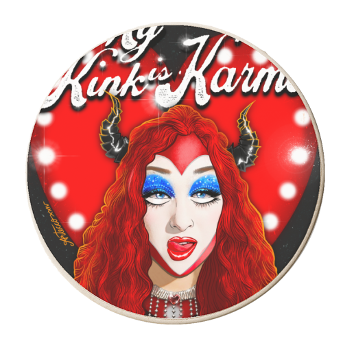 My Kink is Karma (w/background) - personalised beer coaster by ARTECCO