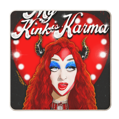 My Kink is Karma (w/background) - personalised beer coaster by ARTECCO