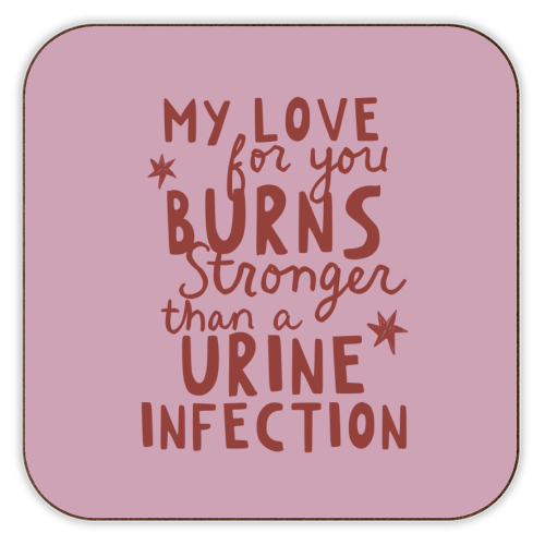 My love for you funny Valentine gift - personalised beer coaster by Giddy Kipper