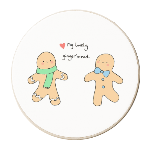my lovely gingerbread (gingerbread men) - personalised beer coaster by Ellie Bednall