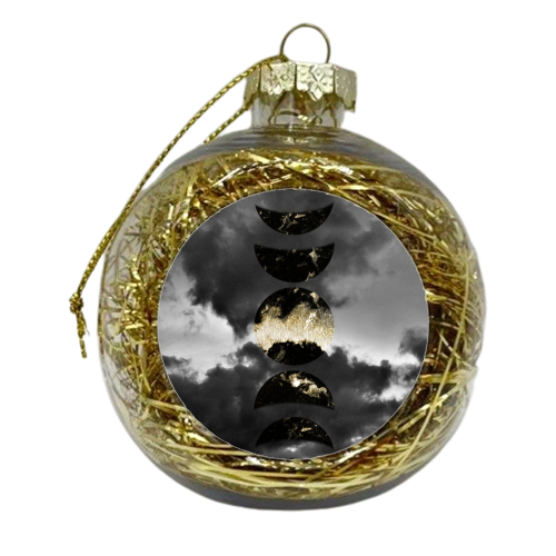 Mystical Moon Phases #1 #gold #black #decor #art - xmas bauble by Anita Bella Jantz