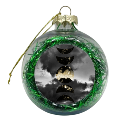 Mystical Moon Phases #1 #gold #black #decor #art - xmas bauble by Anita Bella Jantz
