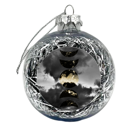 Mystical Moon Phases #1 #gold #black #decor #art - xmas bauble by Anita Bella Jantz