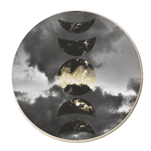 Mystical Moon Phases #1 #gold #black #decor #art - personalised beer coaster by Anita Bella Jantz