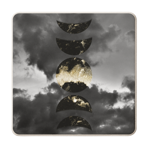 Mystical Moon Phases #1 #gold #black #decor #art - personalised beer coaster by Anita Bella Jantz