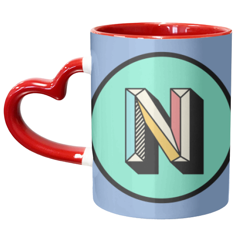 N - Bold Colourful Giftwarer Block Alphabet Letter Initial - unique mug by AbiGoLucky