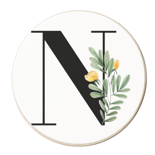 N Floral Letter Initial - personalised beer coaster by Toni Scott