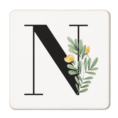 N Floral Letter Initial - personalised beer coaster by Toni Scott