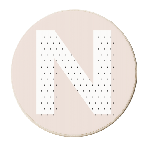 N Polka Dot Initial - personalised beer coaster by Toni Scott