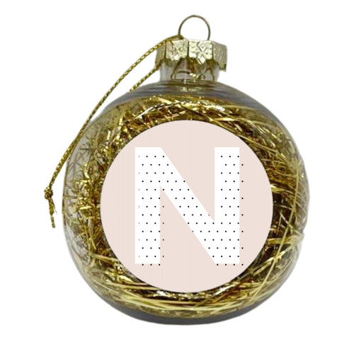 N Polka Dot Initial - xmas bauble by Toni Scott