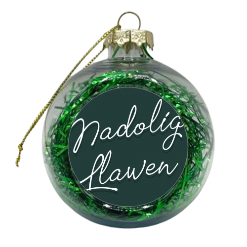 Nadolig llawen merry Christmas Welsh print - xmas bauble by The Girl Next Draw