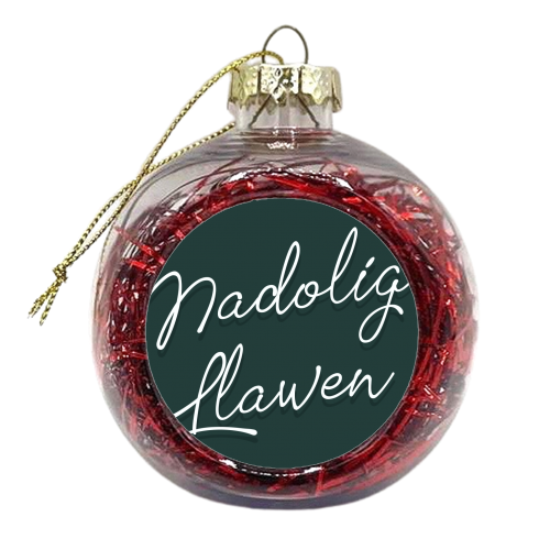 Nadolig llawen merry Christmas Welsh print - xmas bauble by The Girl Next Draw